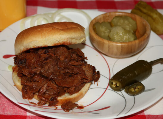 chopped bbq brisket sandwich