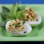 deviled eggs - green plate
