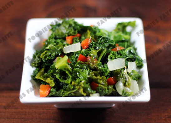 sauteed kale with onion and red pepper